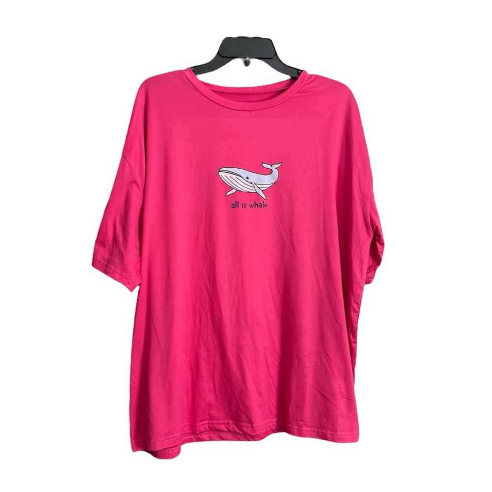 Pink Graphic T-Shirt with‎ Whale Design